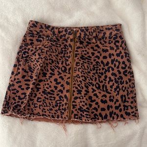 Cheetah Print Denim Skirt